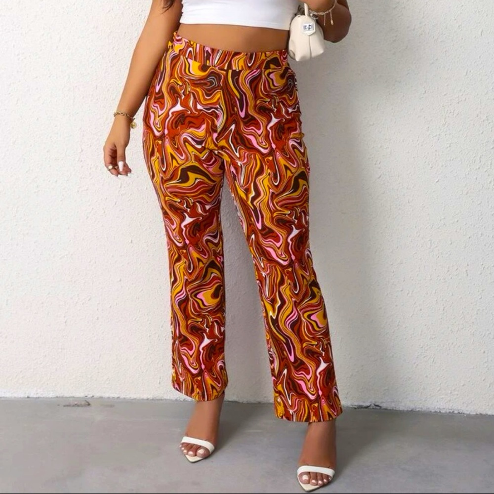 Plus Marble Print Pants